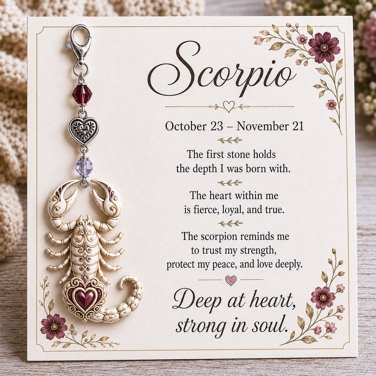 ✨ 12 Zodiac Birthstone Charm Keepsake Card