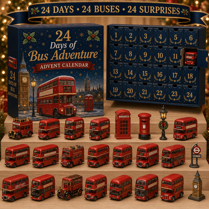 CHRISTMAS KICKOFF 49% OFF - 2026 Days of Bus Adventure Blind Box - 24-Day Festive Countdown, London Bus Collectible Figures Blind Box - Gift For Bus Lovers