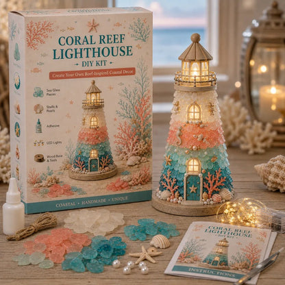 💥 LAST DAY 49% OFF - 💙 DIY Sea Glass Lighthouse Kit – Light-Up Coastal Craft & Handmade Home Decor
