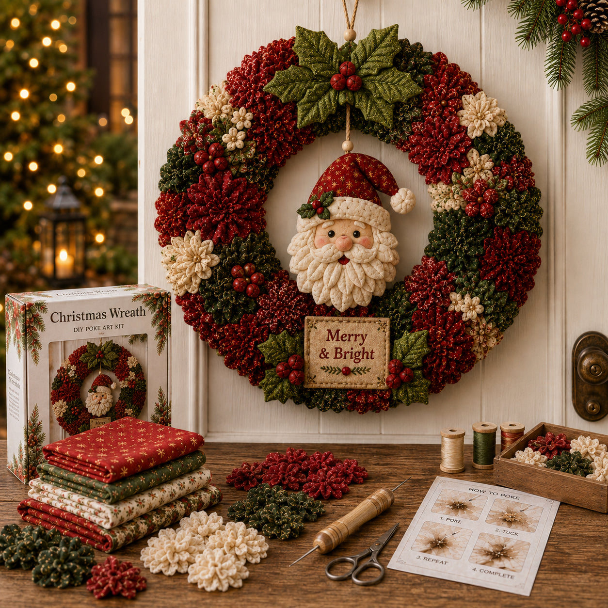 🎄 3D Fabric Poke Wreath DIY Kit