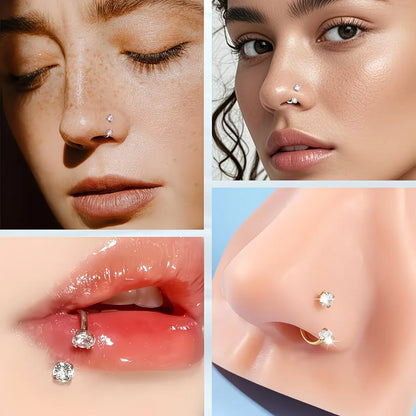 🔥Horseshoe Gem Nose Ring – Internally Threaded & Comfortable