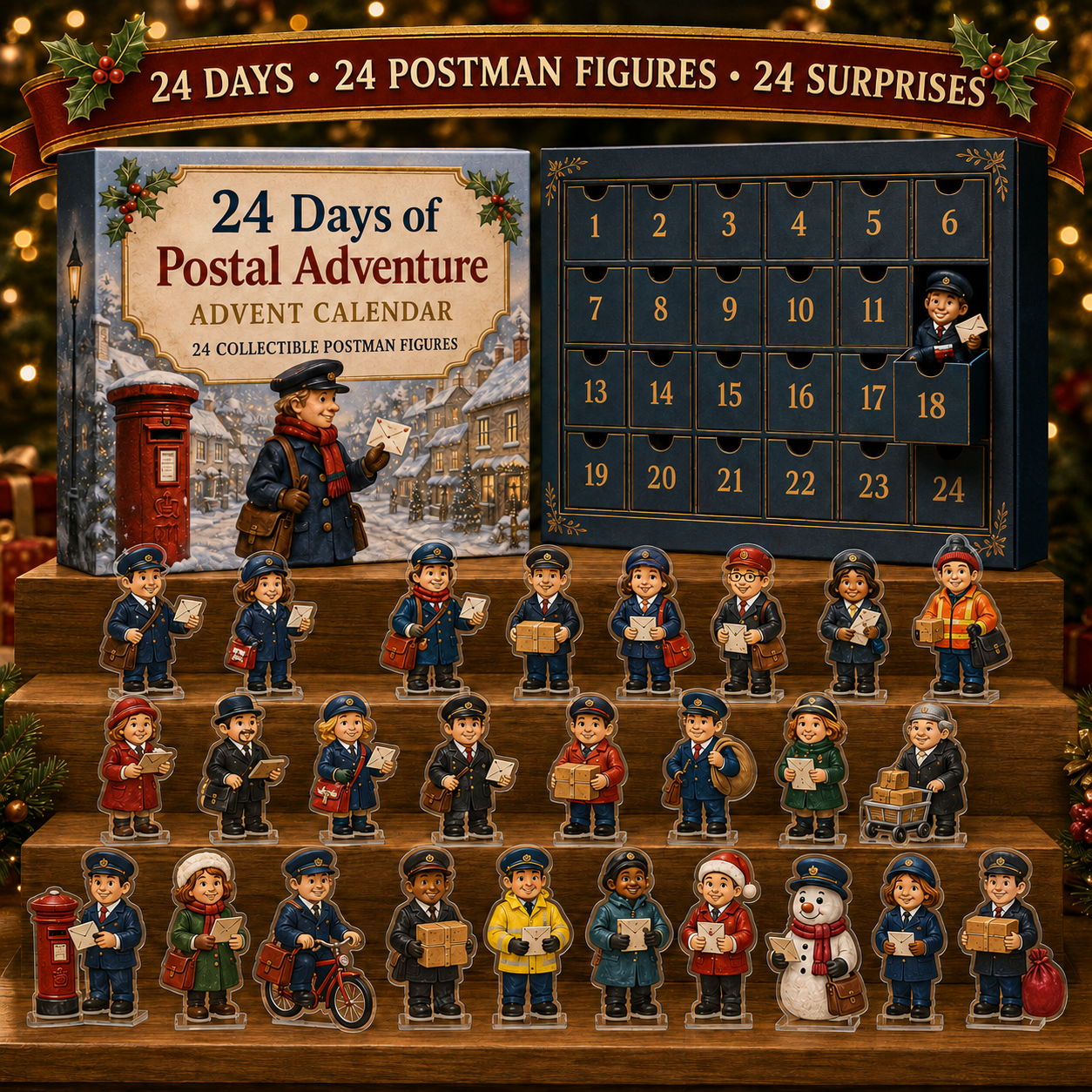 CHRISTMAS KICKOFF 49% OFF - 2026 Postal Adventure Blind Box - 24‑Day Festive Countdown, Postman Figures Blind Box - Gift For Postman Enthusiasts