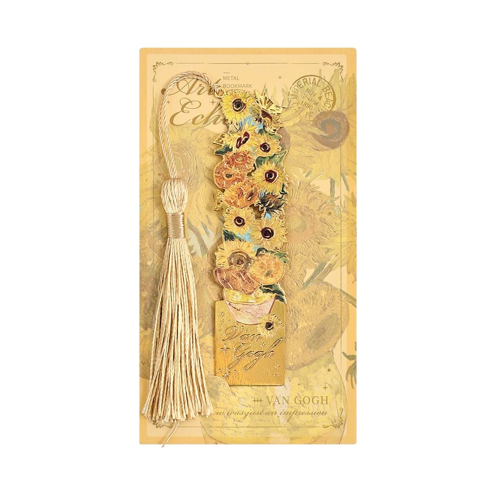 📚✨ Gold Metal Bookmark with Tassel – Van Gogh & Monet Inspired Gift for Book Lovers 🎨