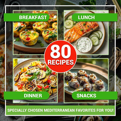 🎁Last Day 50% OFF🥗Feel More Confident About Everyday Meals - 6-Piece Mediterranean Meal Planning Set With A 28-Day Guide And 80 Recipes🍋