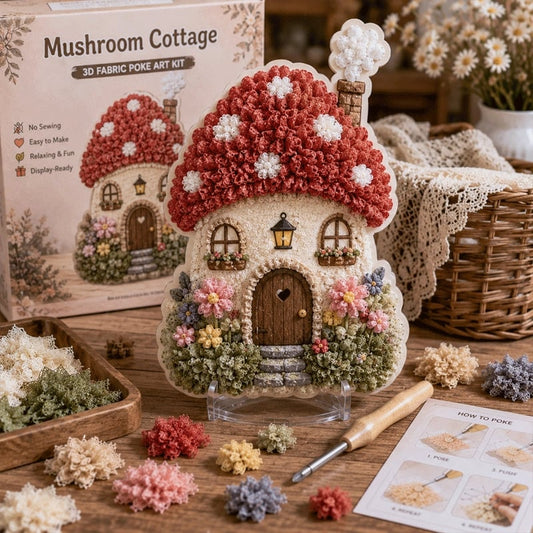 🔥Last Day 48% OFF - ✨🧘Relaxing & Beginner-Friendly-✨Whimsical Village 3D Fabric Poke Art Kit