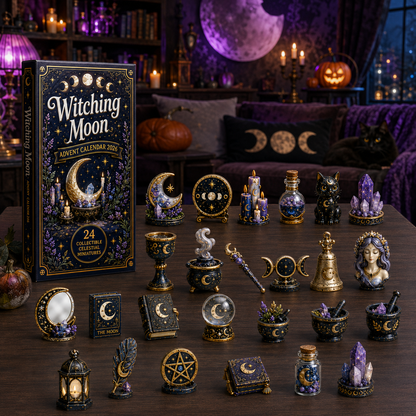 Witching Moon Advent Calendar 2027 – 24 Days of Celestial Miniatures, Mystical Moon Collectibles & Magical Gifts for Witchy Decor Lovers, Acrylic Charms Blind Box