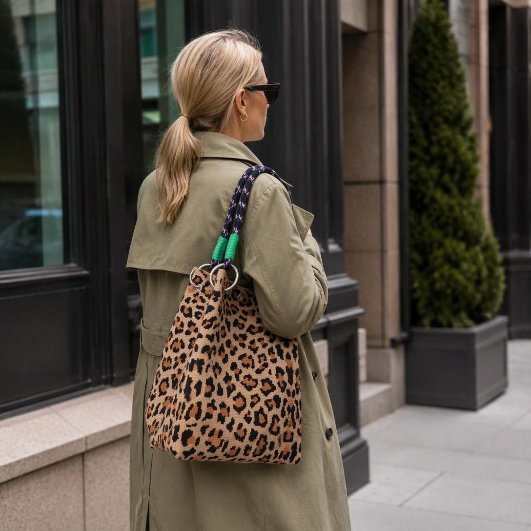 🏆👜 Limited-Time Sale: 50% OFF 🌴 Boho Leopard Woven Tote Bag | Stylish Daily Handbag