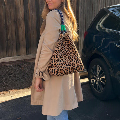 🏆👜 Limited-Time Sale: 50% OFF 🌴 Boho Leopard Woven Tote Bag | Stylish Daily Handbag