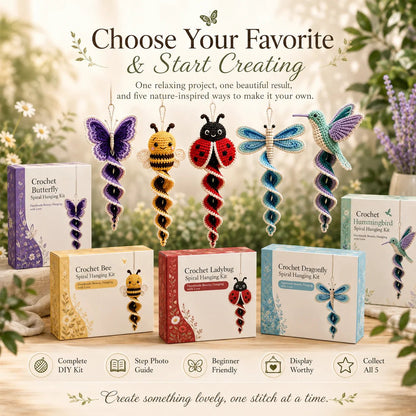 🦋🧶Crochet Spiral Hanging Kit – Beginner-Friendly DIY Garden Animal Decor 🍃