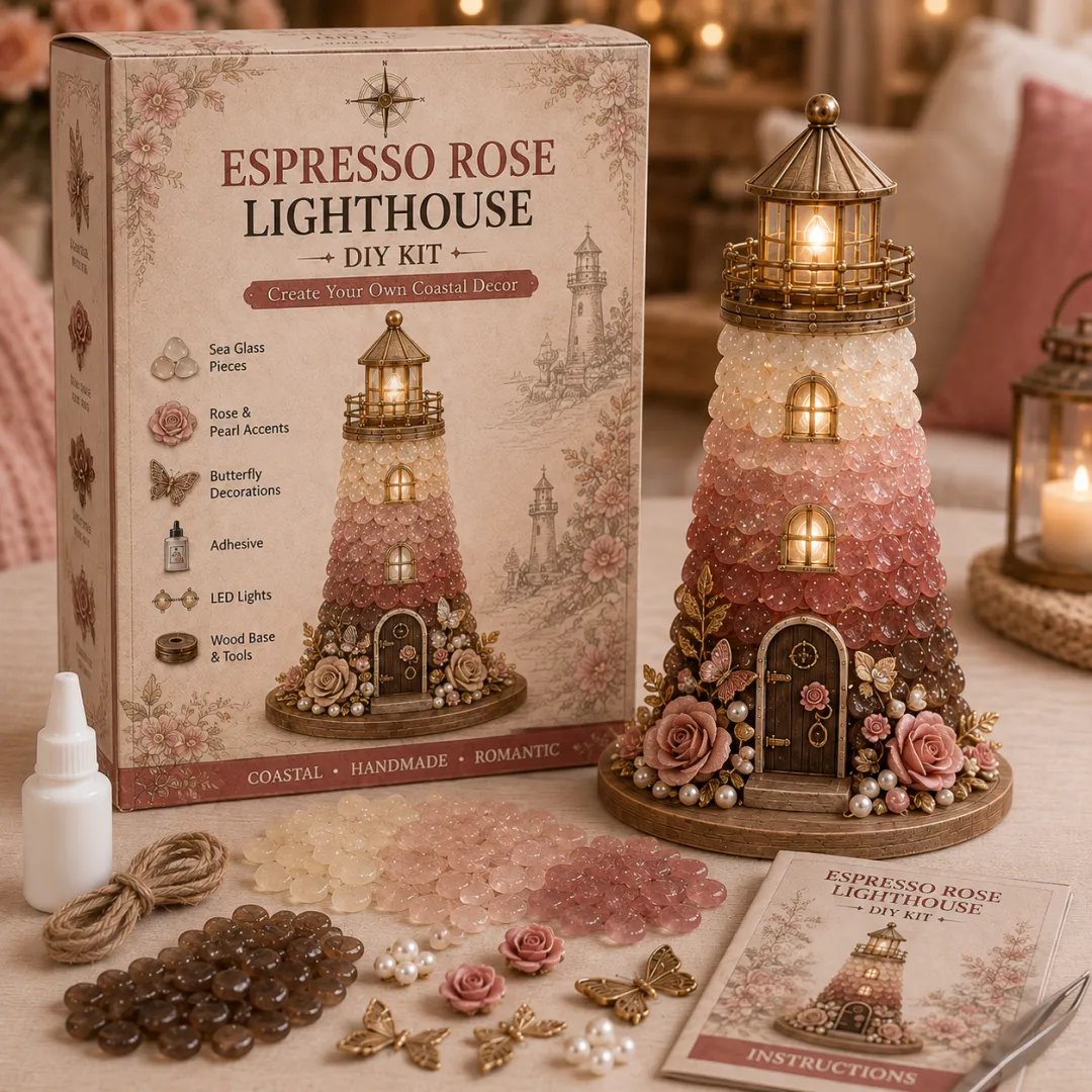 💥 LAST DAY 49% OFF - 💙 DIY Sea Glass Lighthouse Kit – Light-Up Coastal Craft & Handmade Home Decor