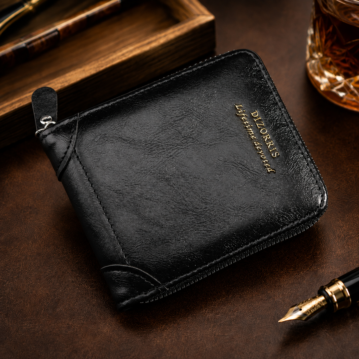 🏆 Last Day Special Price £9.78 !👛Vintage Men's Short Zip-Around Trifold Wallet