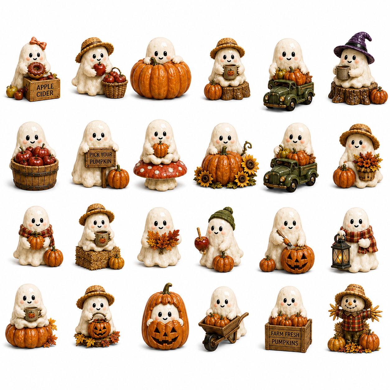 Ghost in the Pumpkin Patch Advent Calendar 2027 – 24 Unique Halloween Ghost Miniatures,