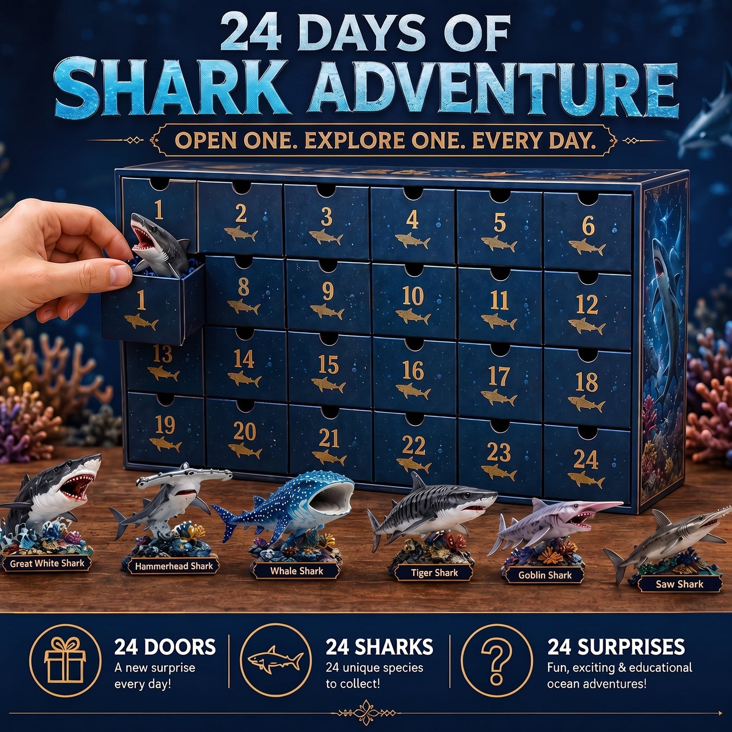🔥49% Off Today Only-🦈 2027 Shark World Advent Calendar