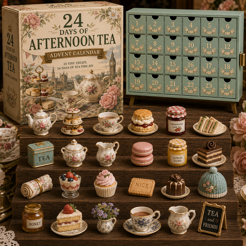 CHRISTMAS KICKOFF 49% OFF - 2026 Days of Afternoon Tea Blind Box - 24-Day Festive Countdown, Afternoon Tea Themed Collectible Miniatures Blind Box - Gift For Tea Lovers