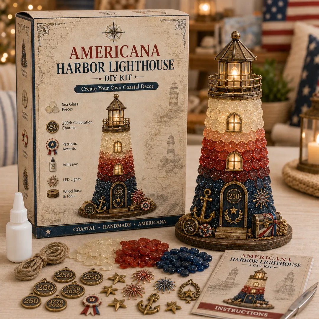 💥 LAST DAY 49% OFF - 💙 DIY Sea Glass Lighthouse Kit – Light-Up Coastal Craft & Handmade Home Decor