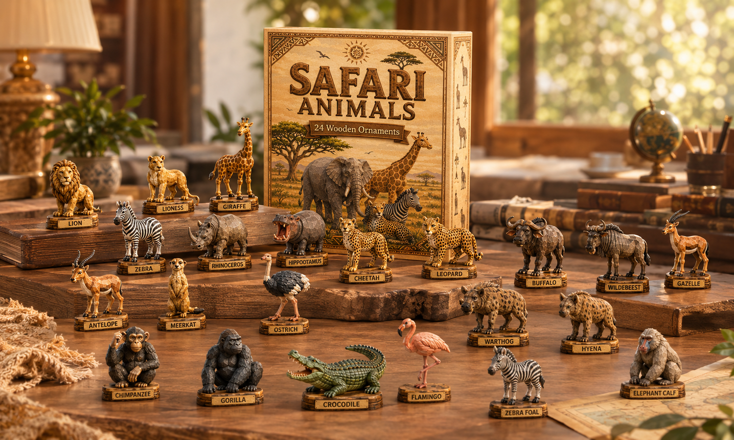Safari Animals Advent Calendar 2026 with wooden animal surprises