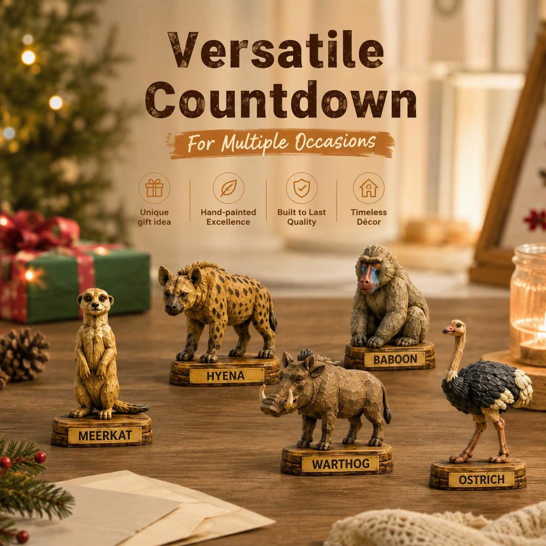 Safari animal wooden decorations for seasonal countdowns