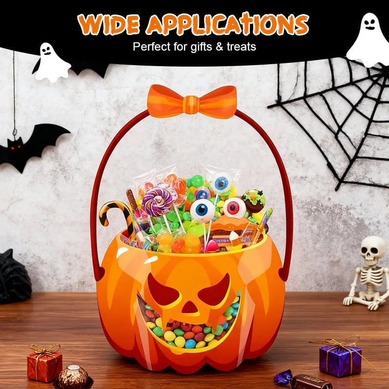 🎃Halloween Plastic Goodie Bags, Trick or Treat Candy Bags, Pumpkin Pattern Treat Bags, Halloween Party Favor Snack Storage Bags for Classroom, Birthday, Students, Teachers, Neighbors