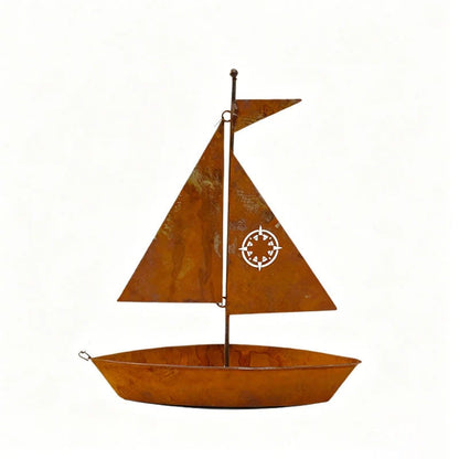 ⏰ NOW! 🌱  Rustic Sailboat Metal Planter - Handcrafted, weather-resistant & perfect for succulents, herbs or flowers – charming garden or shelf decor 🏡