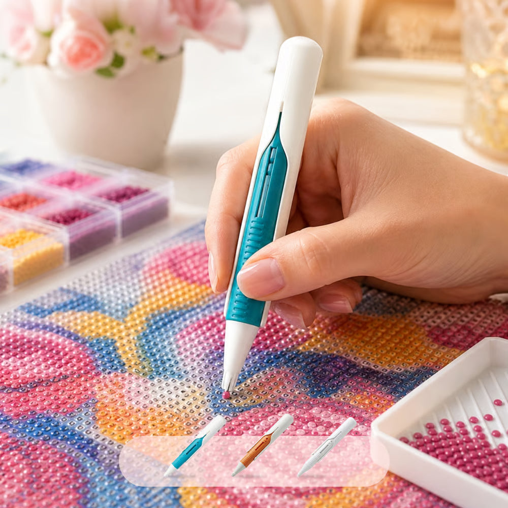 🔥 Last Day 49% OFF – 💎 Automatic Diamond Painting Bead Dispenser Pen & Tray Set