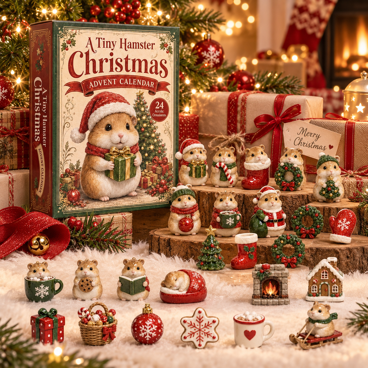 2026 A Tiny Hamster Christmas Advent Calendar – 24 Festive Acrylic Ornaments & Cosy Little Surprises