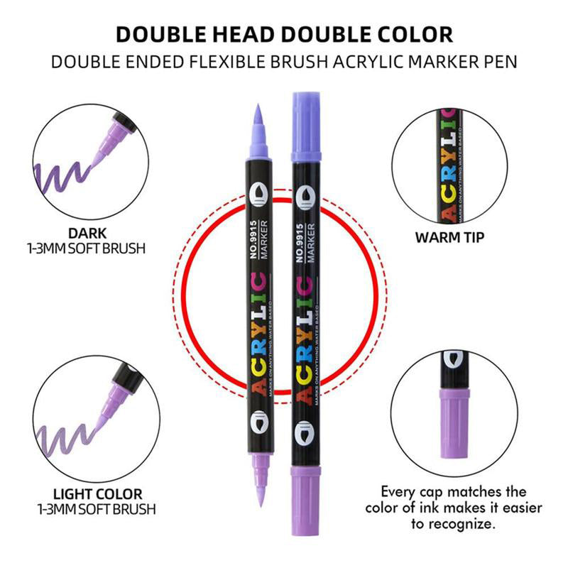 🎨Last Day Only￡8.99! 🔥 Dual Tip Acrylic Paint Pen Marker - 24/48/72 Colors