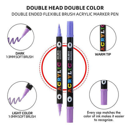 🎨Last Day Only￡8.99! 🔥 Dual Tip Acrylic Paint Pen Marker - 24/48/72 Colors