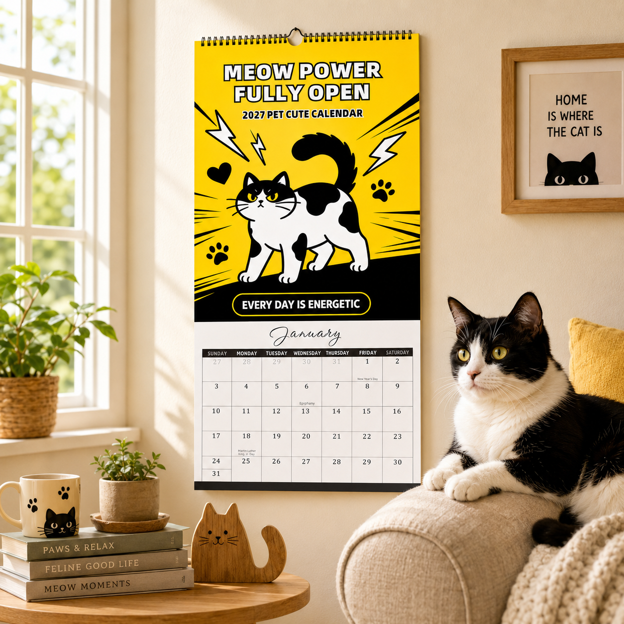🐾 2027 Meow Power Fully Open Cat Calendar