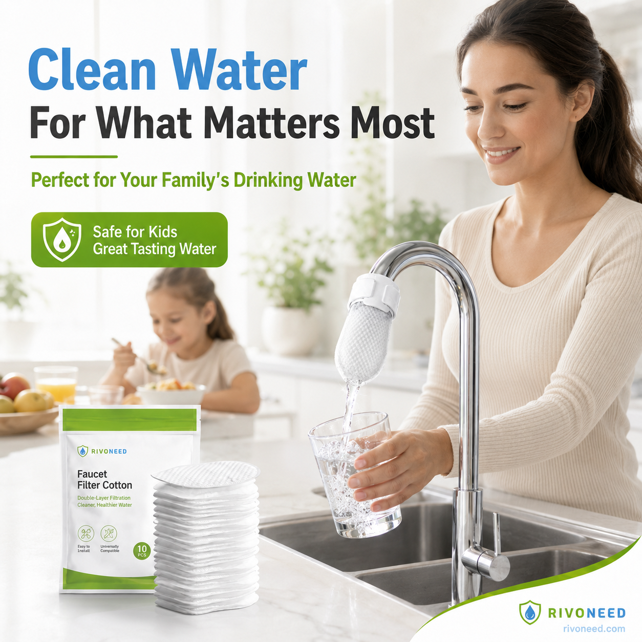 ⏰56%OFF⚡50K+ SOLD!💥Anti-Splash Kitchen Faucet Cotton Filter for Sediment & Rust Removal