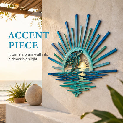 🌅 ‘Legend of the Sunset Tides’ Metal Wall Art – 🌊Vintage nautical-style metal wall art