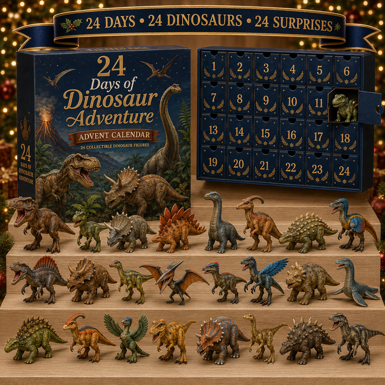 CHRISTMAS KICKOFF 49% OFF - 2026 Days of Dinosaur Adventure Blind Box - 24-Day Festive Countdown, Dinosaur Collectible Figures Blind Box - Gift For Dinosaur Lovers