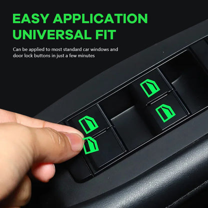 ✨💡Car Window Lift Switch Luminous Stickers - Colorful Night Glow Warning Button Decal
