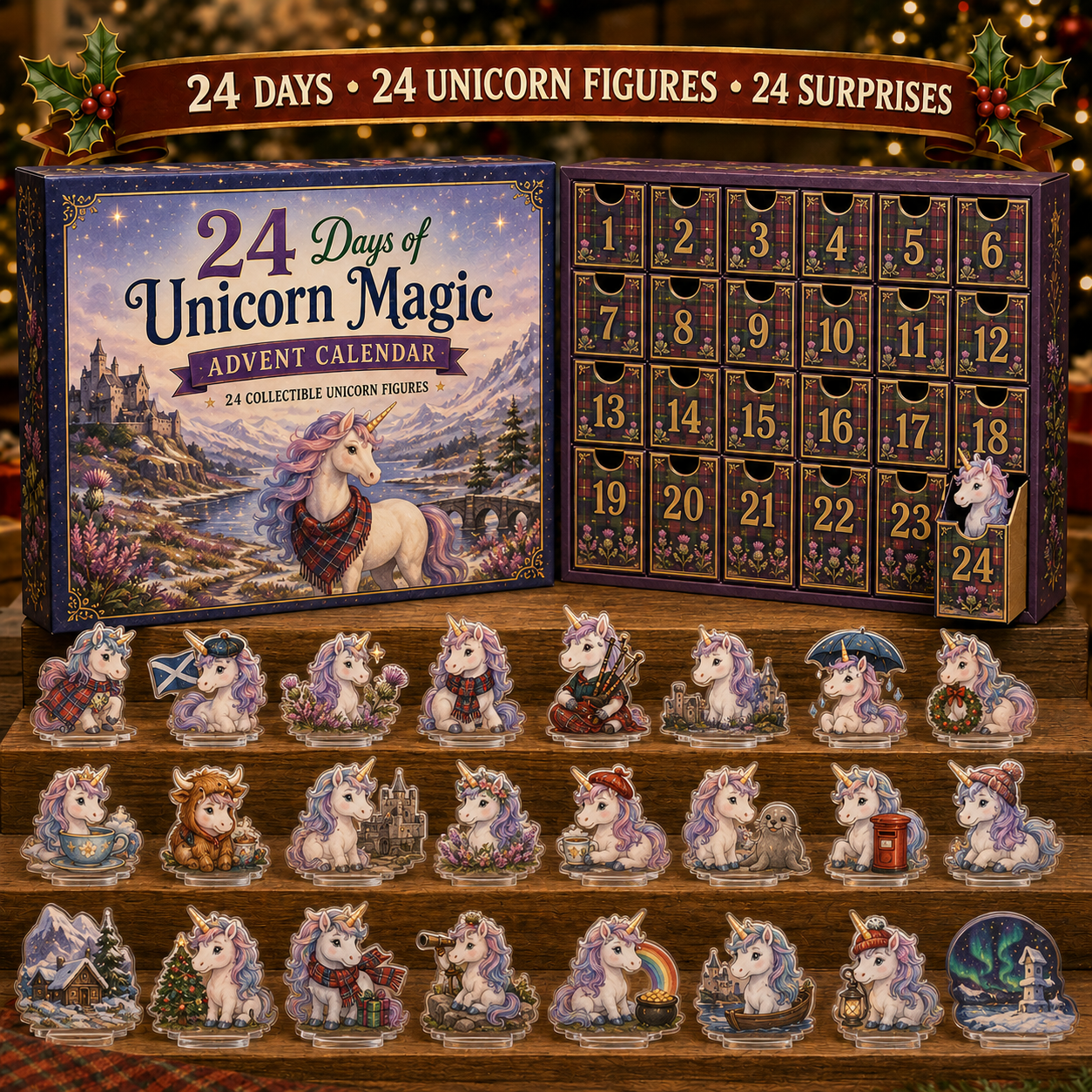 CHRISTMAS KICKOFF 49% OFF - 2026 Unicorn Magic Blind Box - 24‑Day Festive Countdown, Unicorn Figures Blind Box - Gift For Unicorn Lovers