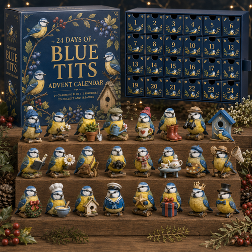 CHRISTMAS KICKOFF 49% OFF - 2026 Days of Blue Tits Blind Box - 24-Day Festive Countdown, Blue Tits Themed Collectible Miniatures Blind Box - Gift For Bird Lovers