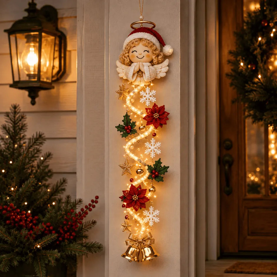 🎄Glowing Christmas Door Hanger – Light-Up Vertical Holiday Decor with Festive Designs