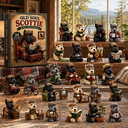 Old Soul Scottie 24-Day Advent Calendar – 24 Adorable Collectible Scottish Terrier Miniatures, Cozy Christmas Countdown Gift for Scottie Lovers & Dog Owners