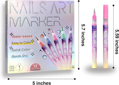 ⏳ LAST DAY SALE 50% OFF! 🎁12 Colors Nail Art Pens Set🎨💅