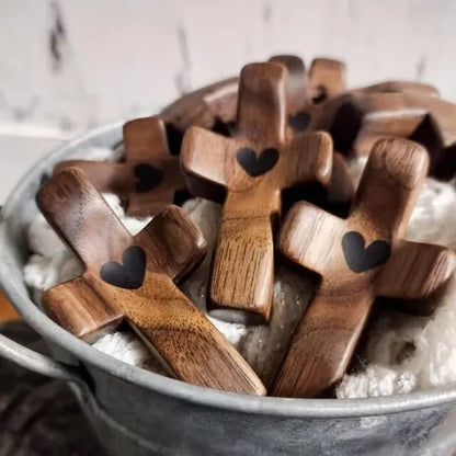 ✝️ Handcrafted Wooden Cross My Heart — 100% Handmade & Faithful Symbol