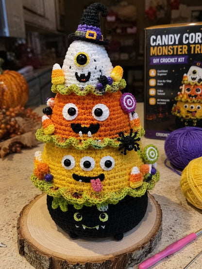 Halloween Tree DIY Crochet Kit | All-In-One Kit for a Layered 7-Inch Spooky Tabletop Decoration 🧶👻✨