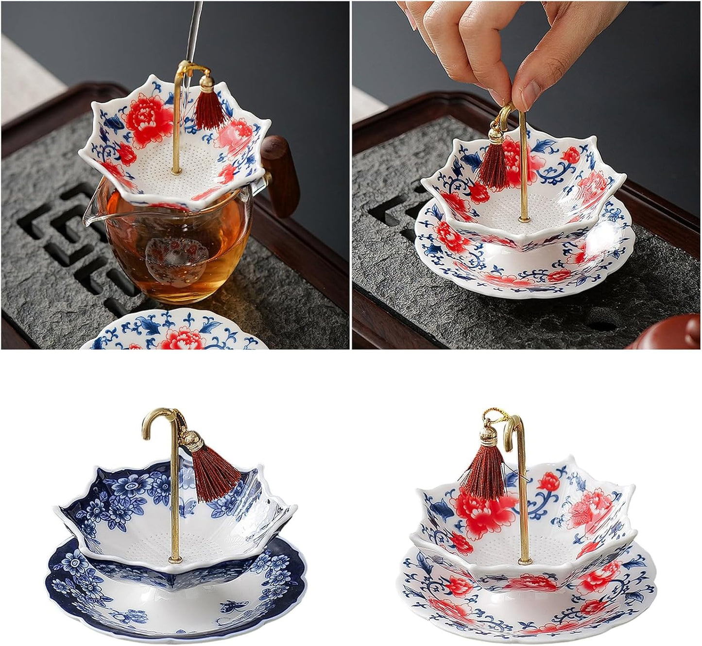 ☂️☕5 Thousand Years Blue and White Porcelain Umbrella Tea Infuser Set