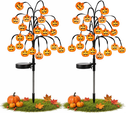 🎃Pumpkin Solar Branch Lights, 20 LED Twinkling Halloween Waterproof Outdoor Stake Decor for Yard Garden Patio