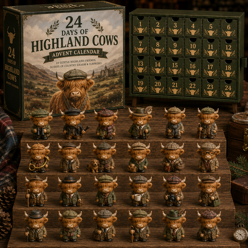 CHRISTMAS KICKOFF 49% OFF - 2026 Days of Highland Cows Blind Box - 24-Day Festive Countdown, Highland Cows Themed Collectible Miniatures Blind Box - Gift For Highland Cow Lovers