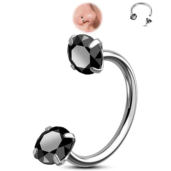 🔥Horseshoe Gem Nose Ring – Internally Threaded & Comfortable