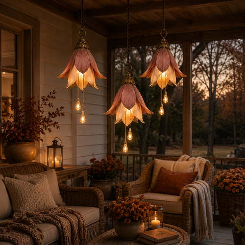 🌸Transform your porch into a magical garden full of atmosphere｜Retro hanging flower lamp three-piece set
