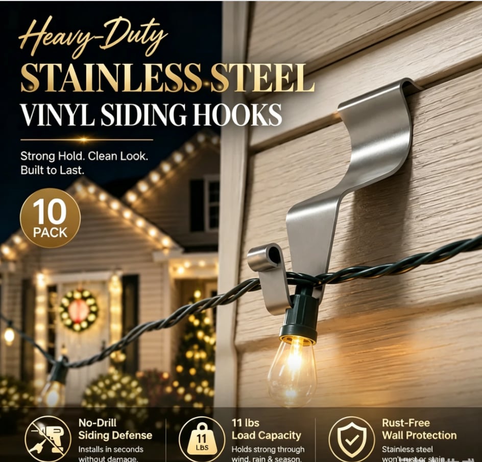 🔥 Heavy-Duty Vinyl Siding Hooks Hanger(10PCS-Pack)