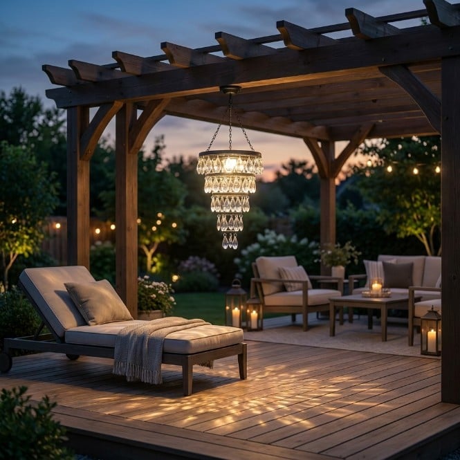 Solar Hanging Crystal Chandelier