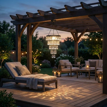 Solar Hanging Crystal Chandelier
