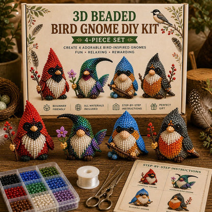 3D Beaded Gnome DIY Bead Kit – 8 Adorable Handmade Gnome Designs Craft Set