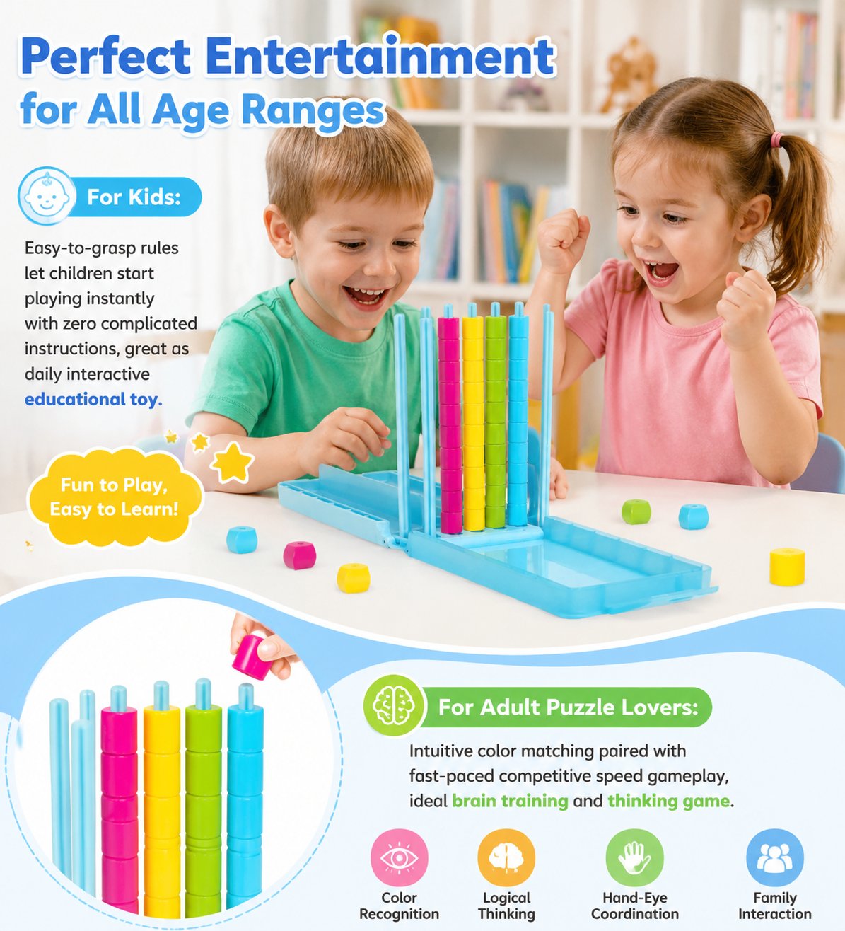 🌈 Mini Challenge 🎯 – Portable Brain Teaser Travel Game with 40 Color Rings ✈️