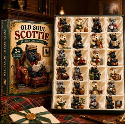 Old Soul Scottie 24-Day Advent Calendar – 24 Adorable Collectible Scottish Terrier Miniatures, Cozy Christmas Countdown Gift for Scottie Lovers & Dog Owners